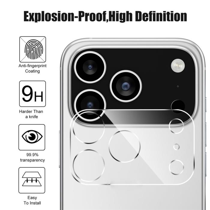 Bild 4,  iPhone 17 Pro Linsskydd Härdat Glas Transparent - Teknikhallen.se
