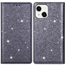  iPhone 15 Fodral Flip Glitter Gr&aring; - Teknikhallen.se