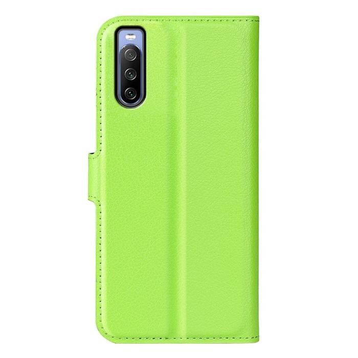 Bild 6,  Sony Xperia 10 IV Fodral Litchi Läder Grön - Teknikhallen.se