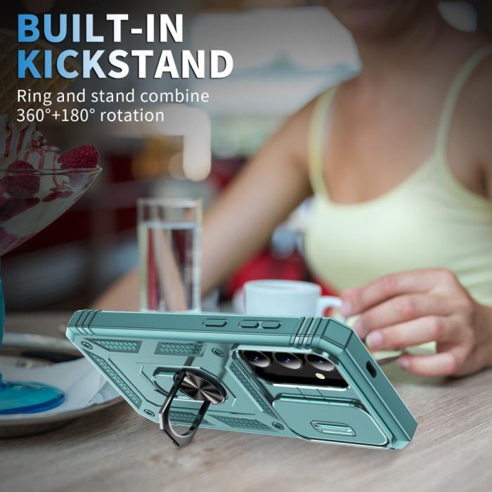 Bild 6,  Galaxy S24 Plus Skal CamShield Ring Hybrid Armor Grå/Grön - Teknikhallen.se