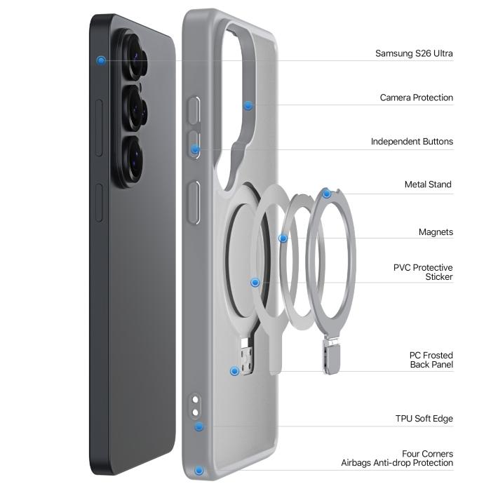Bild 4, DUX DUCIS DUX DUCIS Galaxy S26 Ultra Skal MagSafe Kickstand Yind Series - Teknikhallen.se