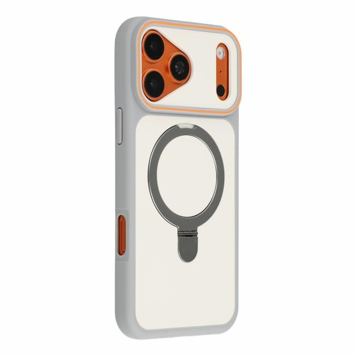 Bild 2,  iPhone 18 Pro / 17 Pro Skal MagSafe Stativ 2-färg Hybrid Grå - Teknikhallen.se