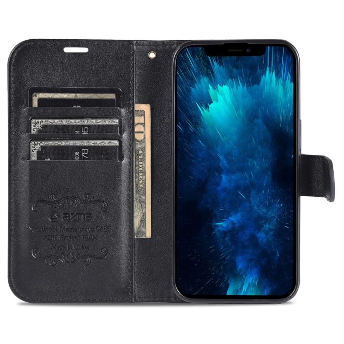 Bild 2, AZNS AZNS iPhone 15 Fodral Läder Svart - Teknikhallen.se