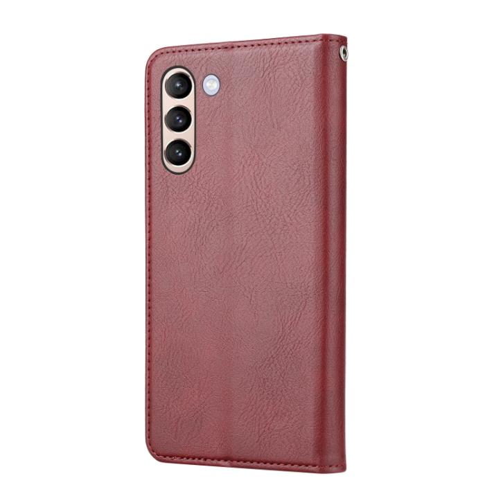 Bild 3,  Samsung Galaxy S21 FE Fodral Flip Läder Med Frontficka Vinröd - Teknikhallen.se