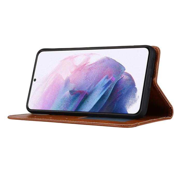 Bild 5,  Samsung Galaxy S21 FE Fodral Flip Läder Med Frontficka Vinröd - Teknikhallen.se