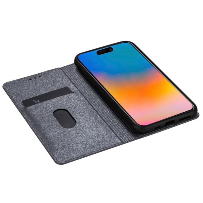 Bild 3,  iPhone 15 Fodral Flip Glitter Grå - Teknikhallen.se