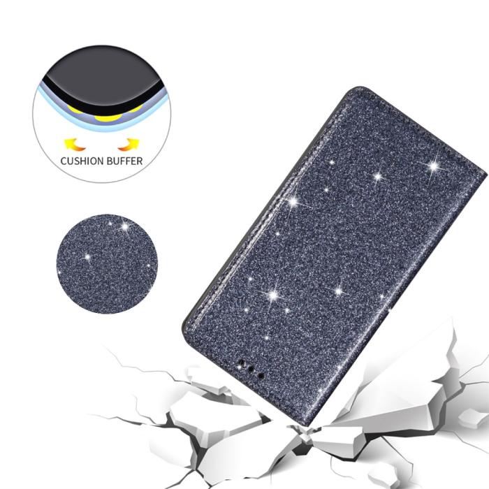 Bild 4,  iPhone 15 Fodral Flip Glitter Grå - Teknikhallen.se