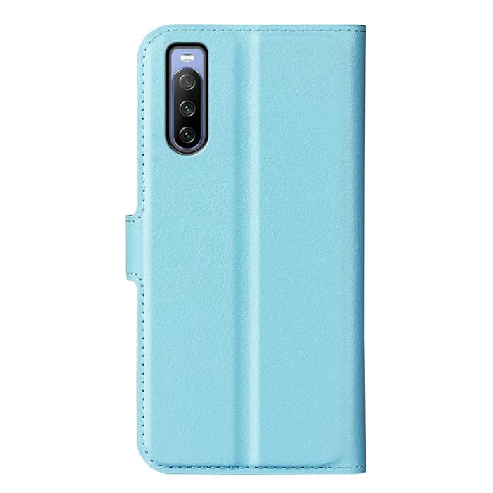 Bild 6,  Sony Xperia 10 IV Fodral Litchi Läder Ljus Blå - Teknikhallen.se