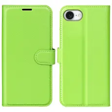  iPhone 17e / 16e Fodral Litchi L&auml;der Gr&ouml;n - Teknikhallen.se
