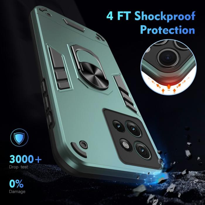 Bild 4,  Motorola Edge 50 Skal Hybrid Armor Ring Grön - Teknikhallen.se