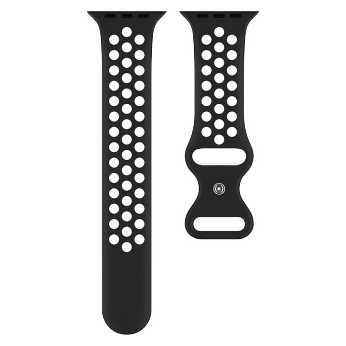 Bild 3, ColorPop Sportarmband Dual-Color Apple Watch 42/41/40/38 mm (M/L) Svart/Vit - Teknikhallen.se