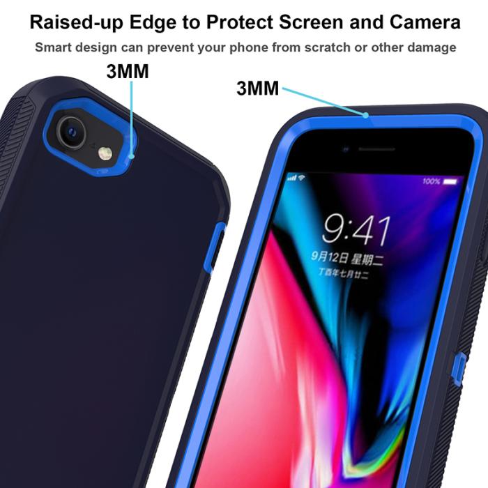 Bild 2,  iPhone 7/8/SE (2020/2022) - Shockproof Hybrid Armor Skal - Mörk Blå/Blå - Teknikhallen.se