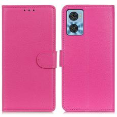  Motorola Moto E22i Fodral Litchi L&auml;der Rosa - Teknikhallen.se