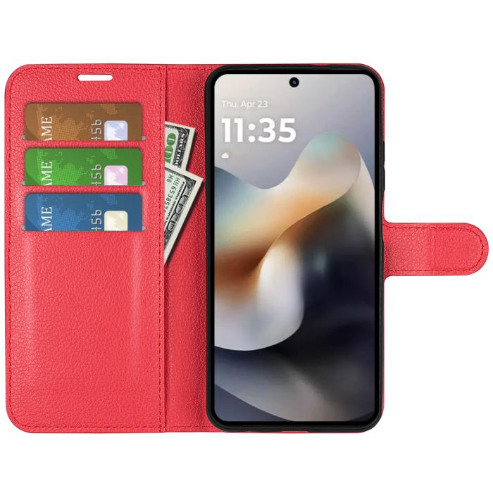Bild 5,  Motorola Moto G56 5G Fodral Litchi Läder Röd - Teknikhallen.se
