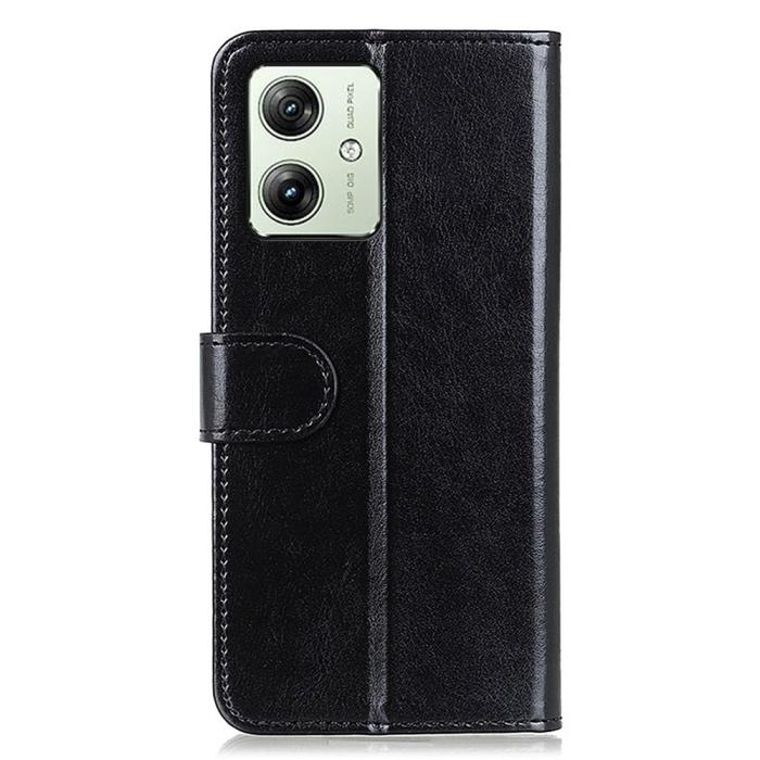 Bild 6,  Motorola Moto G54 5G Fodral Crazy Horse Läder Svart - Teknikhallen.se
