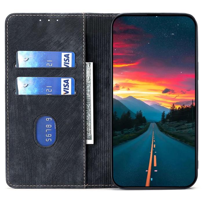 Bild 2,  Samsung Galaxy A15 4G/5G Fodral Retro RFID Läder Svart - Teknikhallen.se