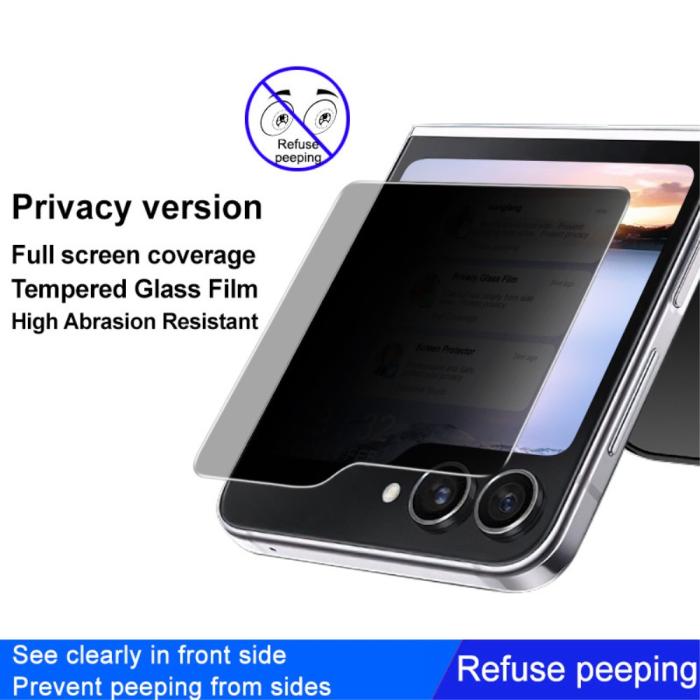 Bild 4, IMAK IMAK Galaxy Z Flip 6 / 7 FE Särmskydd Härdat Glas Privacy - Teknikhallen.se