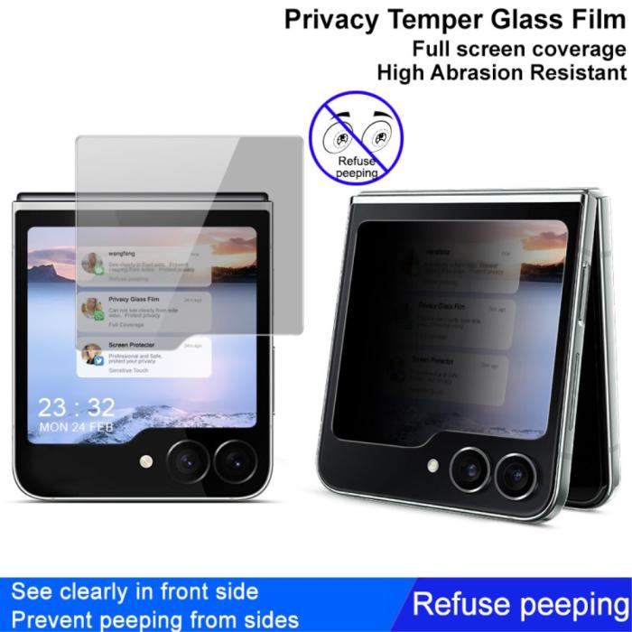 Bild 5, IMAK IMAK Galaxy Z Flip 6 / 7 FE Särmskydd Härdat Glas Privacy - Teknikhallen.se