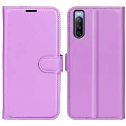  Sony Xperia 10 IV Fodral Litchi Läder Lila - Teknikhallen.se