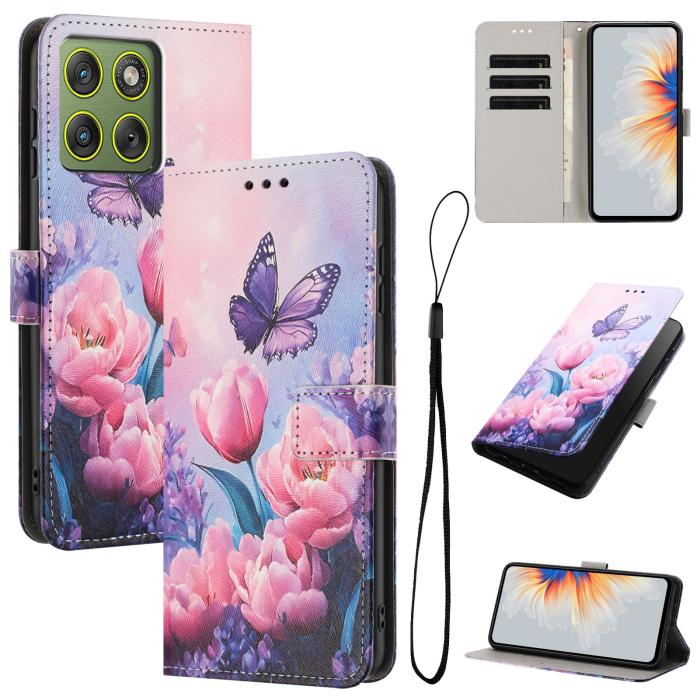 Bild 2,  Motorola Edge 70 Fodral Med Tryck Rosa Blommor - Teknikhallen.se