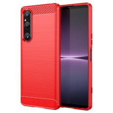  Sony Xperia 1 V Skal Borstad St&aring;l Textur R&ouml;d - Teknikhallen.se