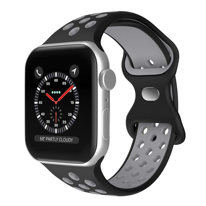 Bild 2, ColorPop Sportarmband Dual-Color Apple Watch 42/41/40/38 mm (M/L) Svart/Grå - Teknikhallen.se