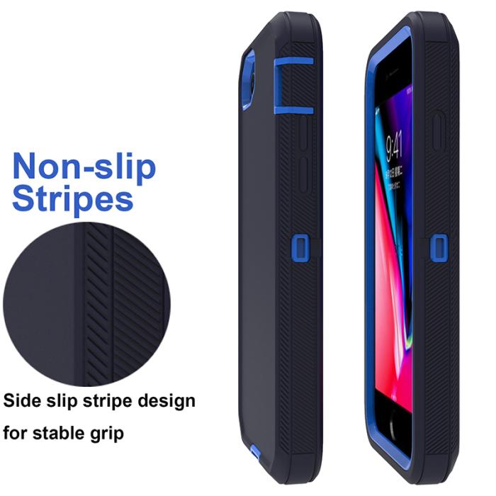 Bild 4,  iPhone 7/8/SE (2020/2022) - Shockproof Hybrid Armor Skal - Mörk Blå/Blå - Teknikhallen.se