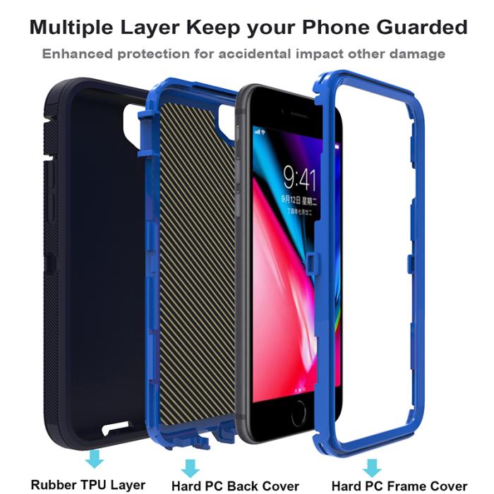 Bild 6,  iPhone 7/8/SE (2020/2022) - Shockproof Hybrid Armor Skal - Mörk Blå/Blå - Teknikhallen.se