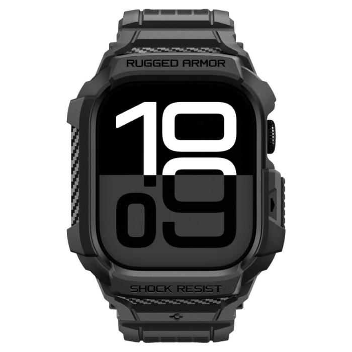 Bild 2, Spigen Spigen Apple Watch 11/10 42 mm Skal/Armband Rugged Armor Svart - Teknikhallen.se