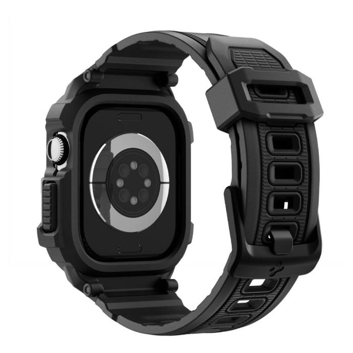 Bild 3, Spigen Spigen Apple Watch 11/10 42 mm Skal/Armband Rugged Armor Svart - Teknikhallen.se