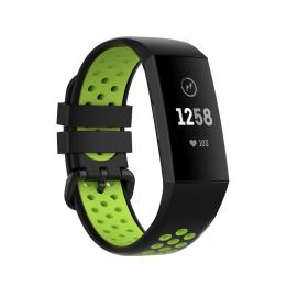  Fitbit Charge 4/3 Silikon Träningsarmband Svart/Fluorescent Grön - Teknikhallen.se