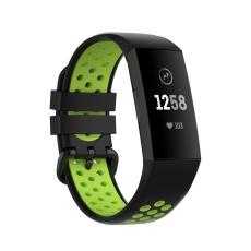  Fitbit Charge 4/3 Silikon Tr&auml;ningsarmband Svart/Fluorescent Gr&ouml;n - Teknikhallen.se