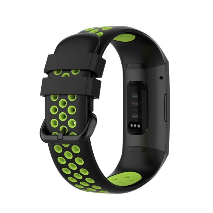 Bild 2,  Fitbit Charge 4/3 Silikon Träningsarmband Svart/Fluorescent Grön - Teknikhallen.se