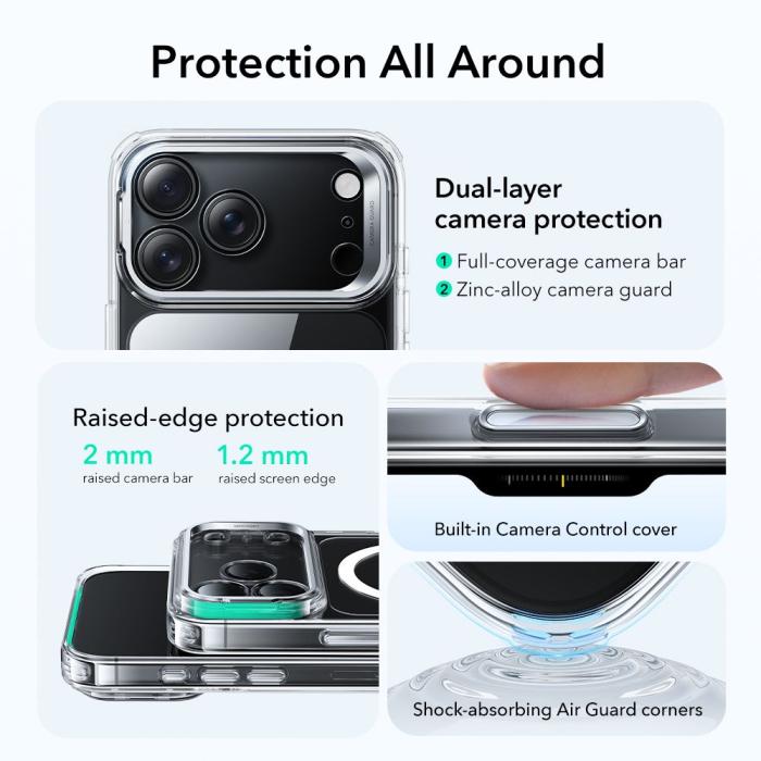 Bild 3, ESR ESR iPhone 17 Pro Skal MagSafe Classic Kickstand Transparent - Teknikhallen.se