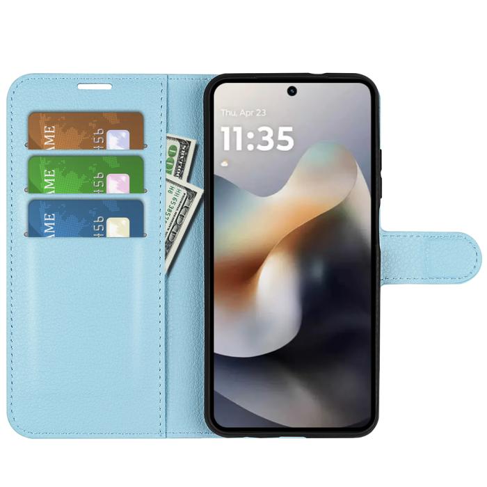 Bild 5,  Motorola Moto G56 5G Fodral Litchi Läder Blå - Teknikhallen.se