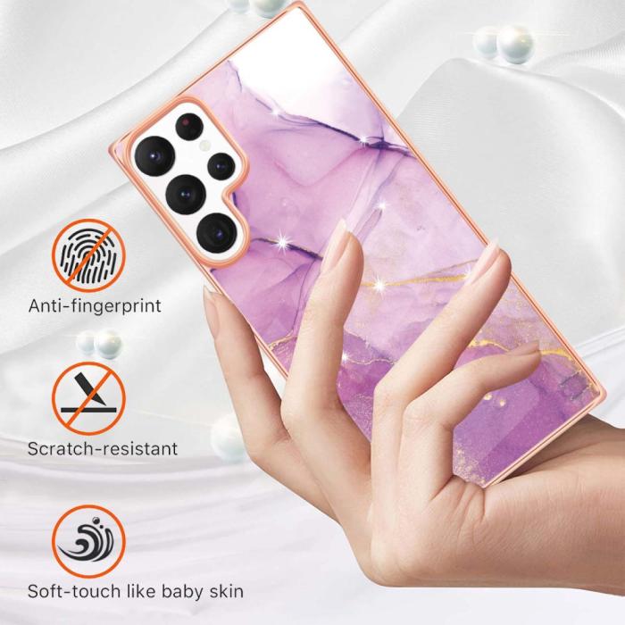 Bild 2,  Samsung Galaxy S23 Ultra Skal Marmor TPU Lila - Teknikhallen.se