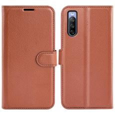  Sony Xperia 10 IV Fodral Litchi L&auml;der Brun - Teknikhallen.se