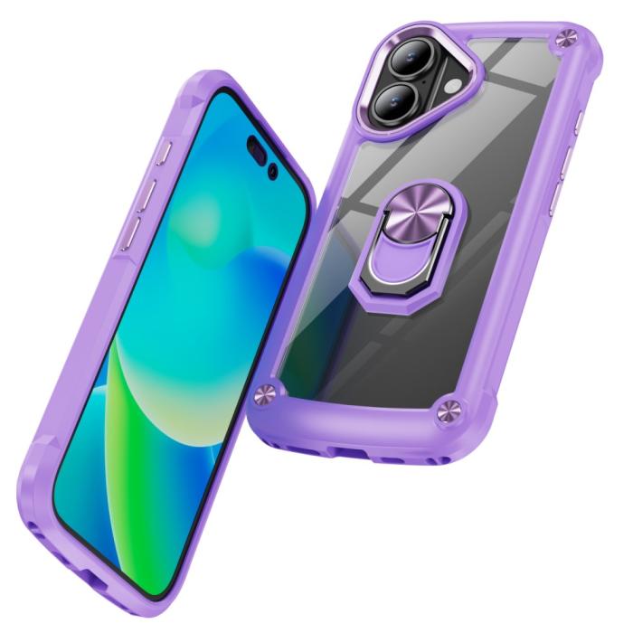 Bild 2,  iPhone 16 Plus Skal Shockproof Ring Hybrid Lila - Teknikhallen.se