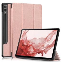  Samsung Galaxy Tab S9 Plus Fodral Läder Roséguld - Teknikhallen.se