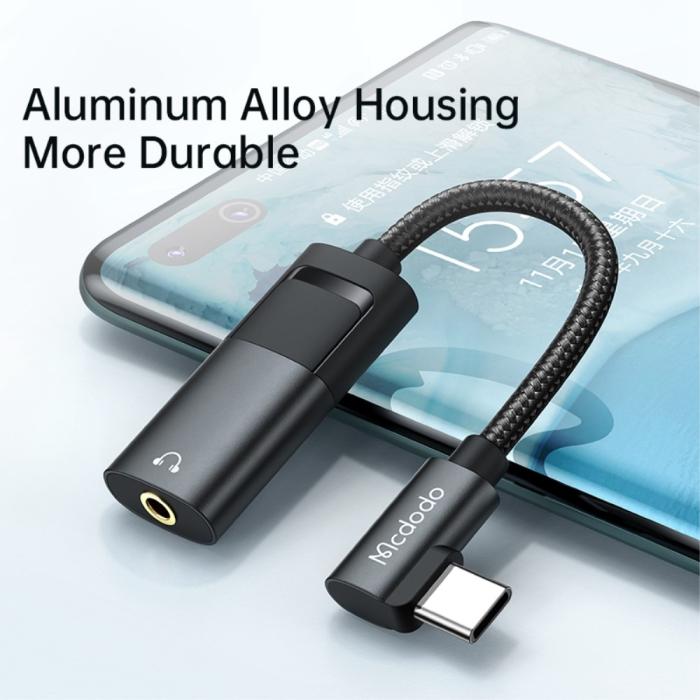 Bild 4, MCDODO Mcdodo DAC 60W PD USB-C - 3.5mm AUX Adapter Laddningsfunktion Svart - Teknikhallen.se