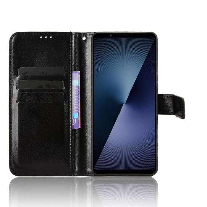 Bild 5,  Sony Xperia 1 VII Fodral Crazy Horse Läder Svart - Teknikhallen.se