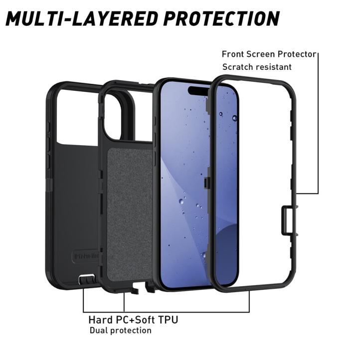 Bild 2,  iPhone 17 Pro Skal Extreme Shockproof Hybrid Svart - Teknikhallen.se