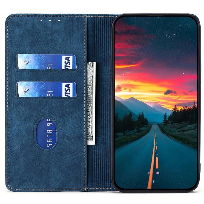 Bild 2,  Samsung Galaxy A15 4G/5G Fodral Retro RFID Läder Blå - Teknikhallen.se