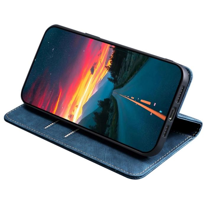 Bild 3,  Samsung Galaxy A15 4G/5G Fodral Retro RFID Läder Blå - Teknikhallen.se