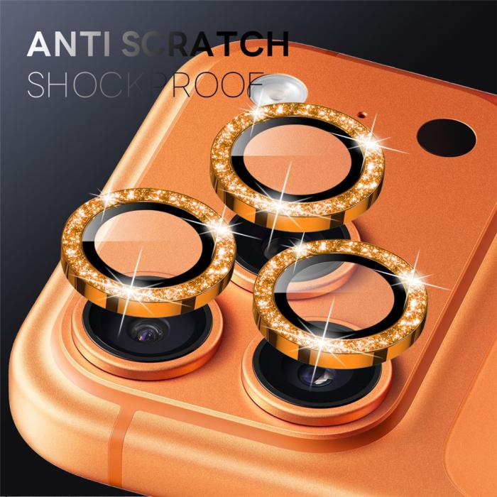 Bild 2, NORTHJO NORTHJO iPhone 17 Pro/17 Pro Max Linsskydd Glitter Orange - Teknikhallen.se