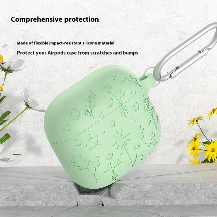 Bild 2,  AirPods 4 Skal Med Motiv Blommor Silikon Rosa - Teknikhallen.se