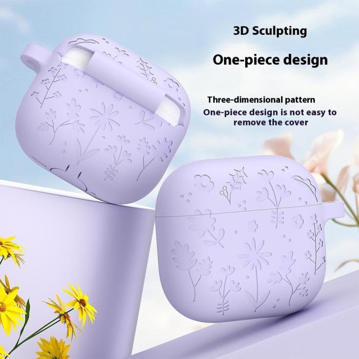 Bild 3,  AirPods 4 Skal Med Motiv Blommor Silikon Rosa - Teknikhallen.se