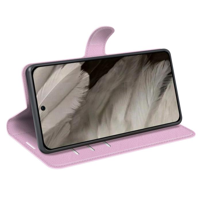 Bild 3,  Google Pixel 8 Pro Fodral Litchi Textur Ljus Rosa - Teknikhallen.se