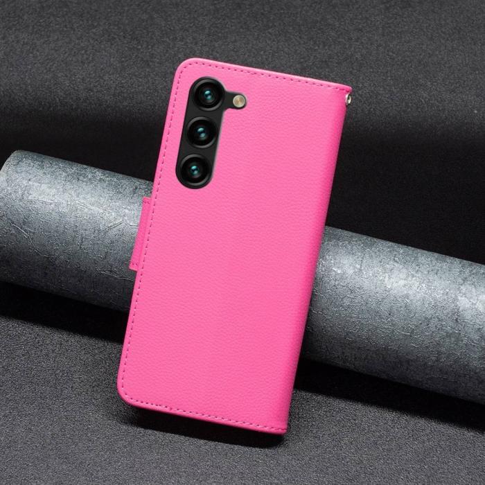 Bild 5,  Samsung Galaxy S23 Plus Fodral Litchi Shark Rosa - Teknikhallen.se