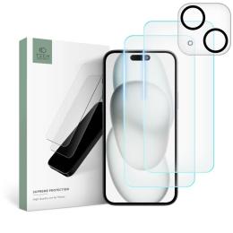 Tech-Protect Tech-Protect iPhone 15 3-PACK Skärmskydd/Linsskydd - Teknikhallen.se